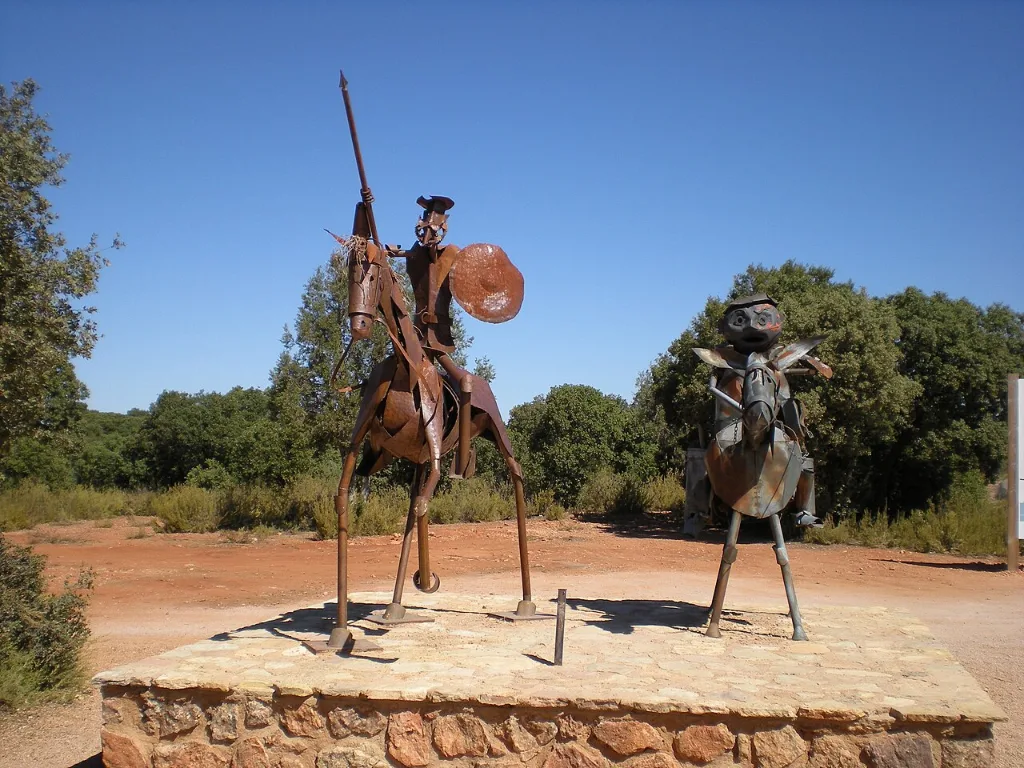 Esculturas de don Quijote y Sancho Panza en Ossa de Montiel